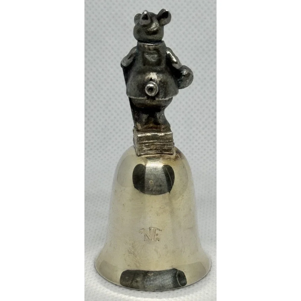 Beatrix Potter Pigling Bland Pewter Bell NE Collectors Society Silver Plate